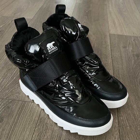 SOREL Joan of Artic Next Lite Strap Puffy Boots Black SZ 9 - Picture 1 of 13